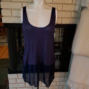 Surrealist Navy Mixed Media Tunic Tank Top M
